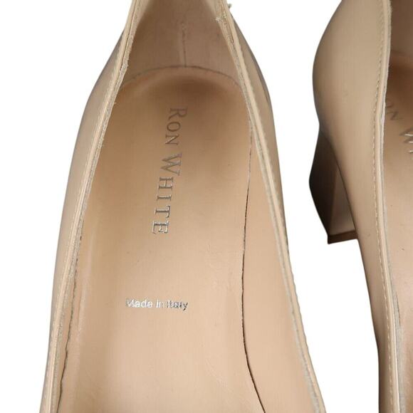 Ron White Shoes Womens 37 Pumps Square Toe Block Heel Patent Leather Lizbeth Tan - Picture 6 of 16